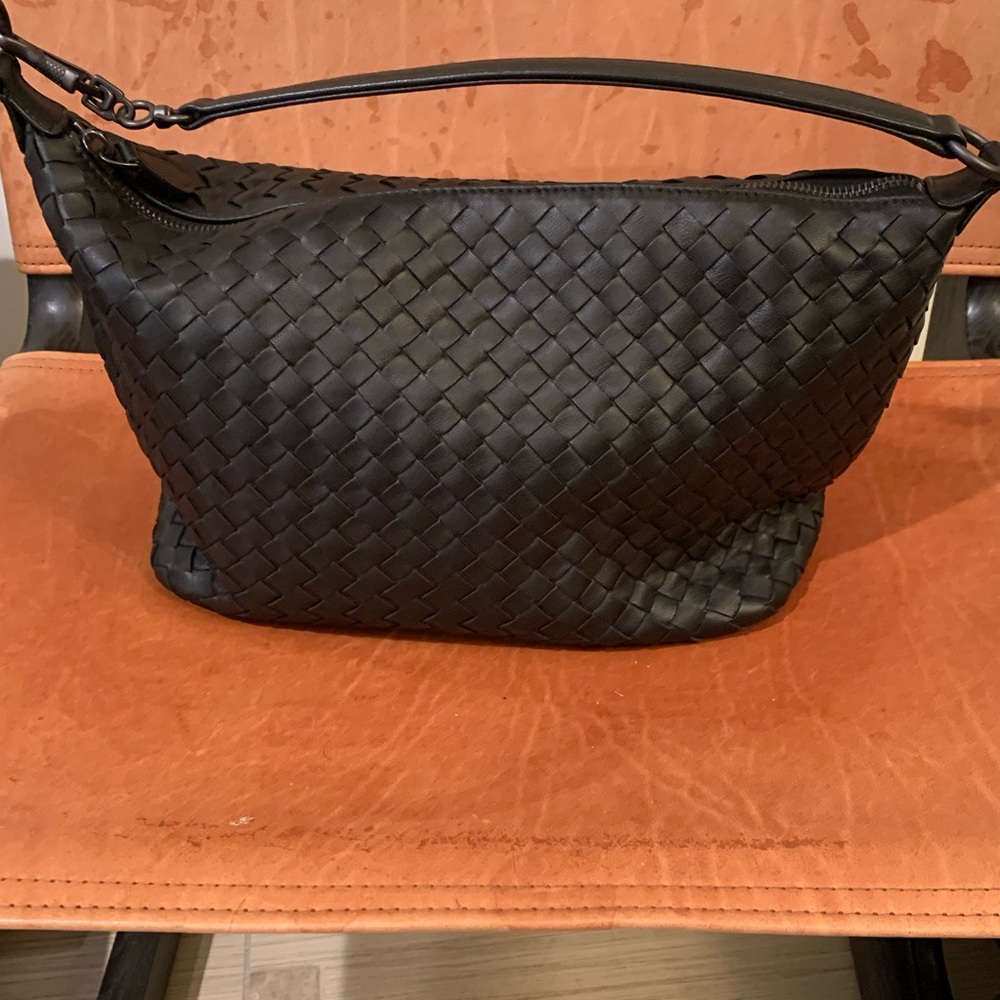 Bottega Veneta Black Intrecciato Leather Shoulder Hobo Bag